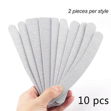 Load image into Gallery viewer, 5 pcs/lot Sandpaper Nail File Lime 100/180 Double Side Sanding Buffer Block Set Grey Nail Files For UV Gel Polish Manicure Tool