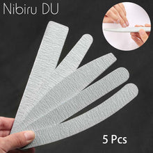 Load image into Gallery viewer, 5 pcs/lot Sandpaper Nail File Lime 100/180 Double Side Sanding Buffer Block Set Grey Nail Files For UV Gel Polish Manicure Tool