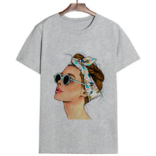 Load image into Gallery viewer, Plus Size Women Summer Vogue Print Lady Casual T-shirt Tops Harajuku Streetwear Short Sleeve O-Neck Tops Tees Camisetas Mujer