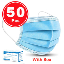 Load image into Gallery viewer, Fast delivery Hot Sale 3-layer mask 50pcs Face Mouth Masks Non Woven Disposable Anti-Dust Masks Earloops Masks