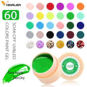 Venalisa UV Gel New 2020 Nail Art Tips Design Manicure 60 Color UV LED Soak Off DIY Paint Gel Ink UV Gel Nail Polishes Lacquer